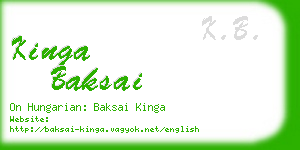 kinga baksai business card